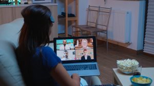 Having a virtual conversation with colleagues